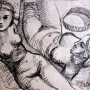 Pituco.  -Mujeres desnudas (1965). Tinta sobre papel. 29.5 x 31 cm. Firmado y fechado. Pituco 64.(esquina inferior derecha). p.v.p obra enmarcada: 575  € + IVA = 695.75  €