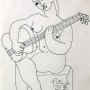 Pituco. Mujer desnuda con guitarra (1962). Tinta sobre papel. 20,3 x 15,5 cm. Firmado y fechado Pituco 62. (esquina inferior derecha). p.v.p obra enmarcada:750  € + IVA = 907.5  €