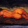 Pituco. Mujer desnuda tumbada de espaldas. (c. 1975) Tinta sobre papel. 9,5 x 14,8 cm. Firmado Pitu (esquina inferior derecha).  p.v.p obra enmarcada: 475  € + IVA =574.75 €