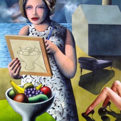IVÁN ARAUJO, Lección de dibujo, 2011, pintura en técnica mixta y collage