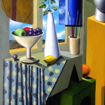 IVÁN ARAUJO, Paisaje interior II, 2015, pintura en técnica mixta y collage sobre lienzo, 81 x 60 cmIKLKL